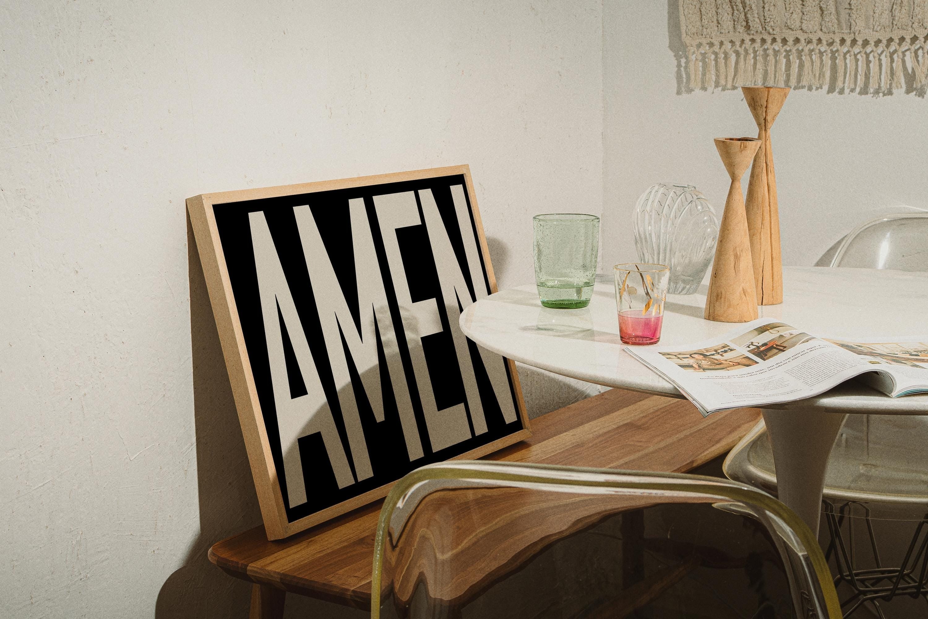 Amen Print Typography Poster, Trendy Christian Poster, Retro Poster, Christian Gifts